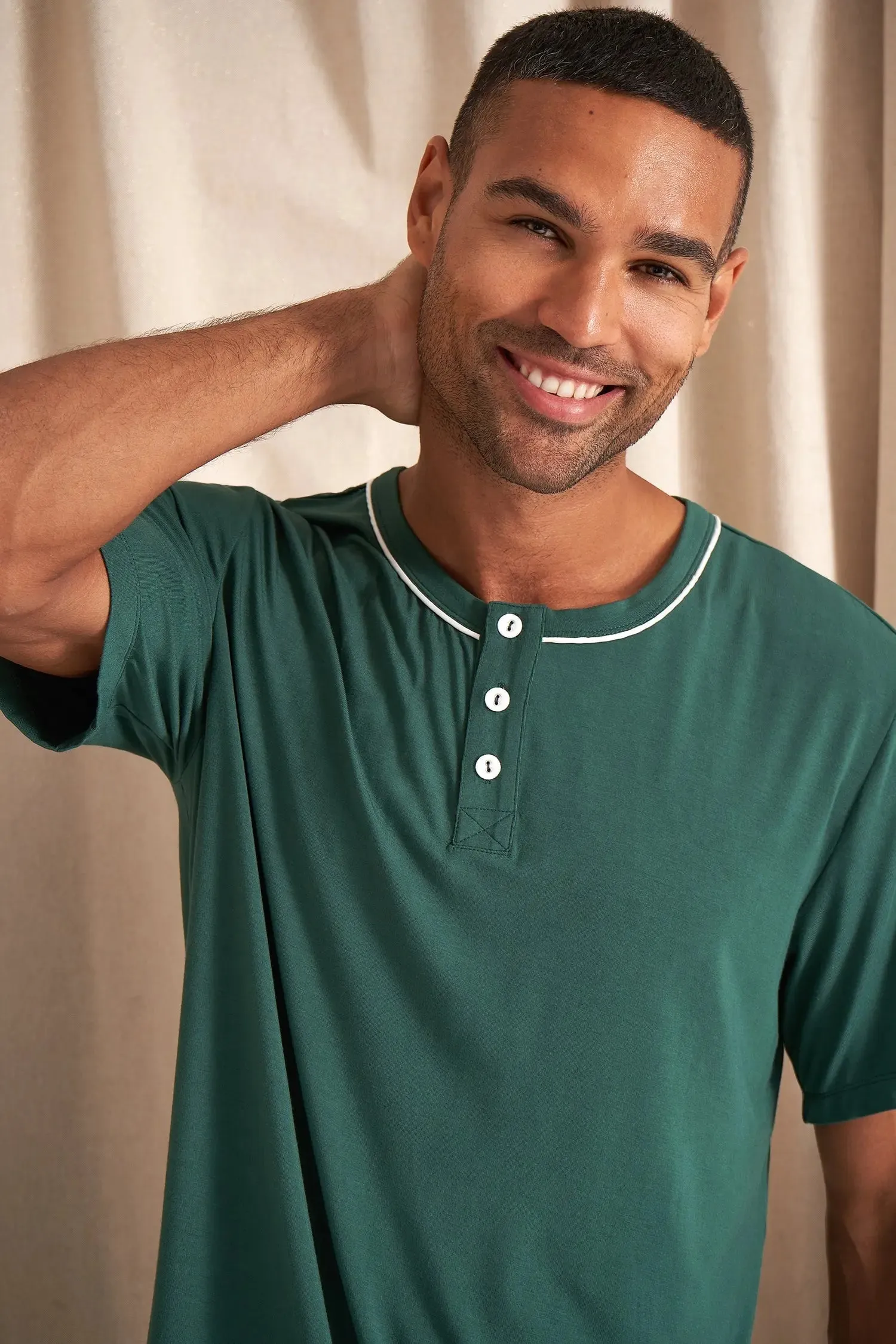 His and Hers Bamboo Short Pyjama Sets in Green