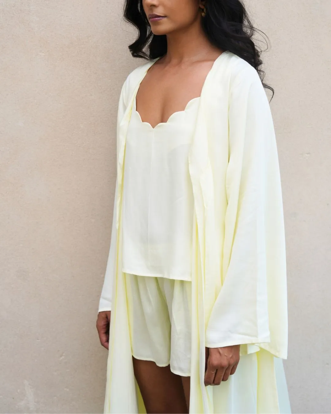 Ivory Yellow Robe & Camisole Set