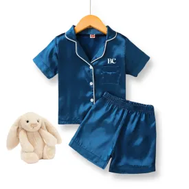 Kiddies Personalized Satin PJ Set - Navy