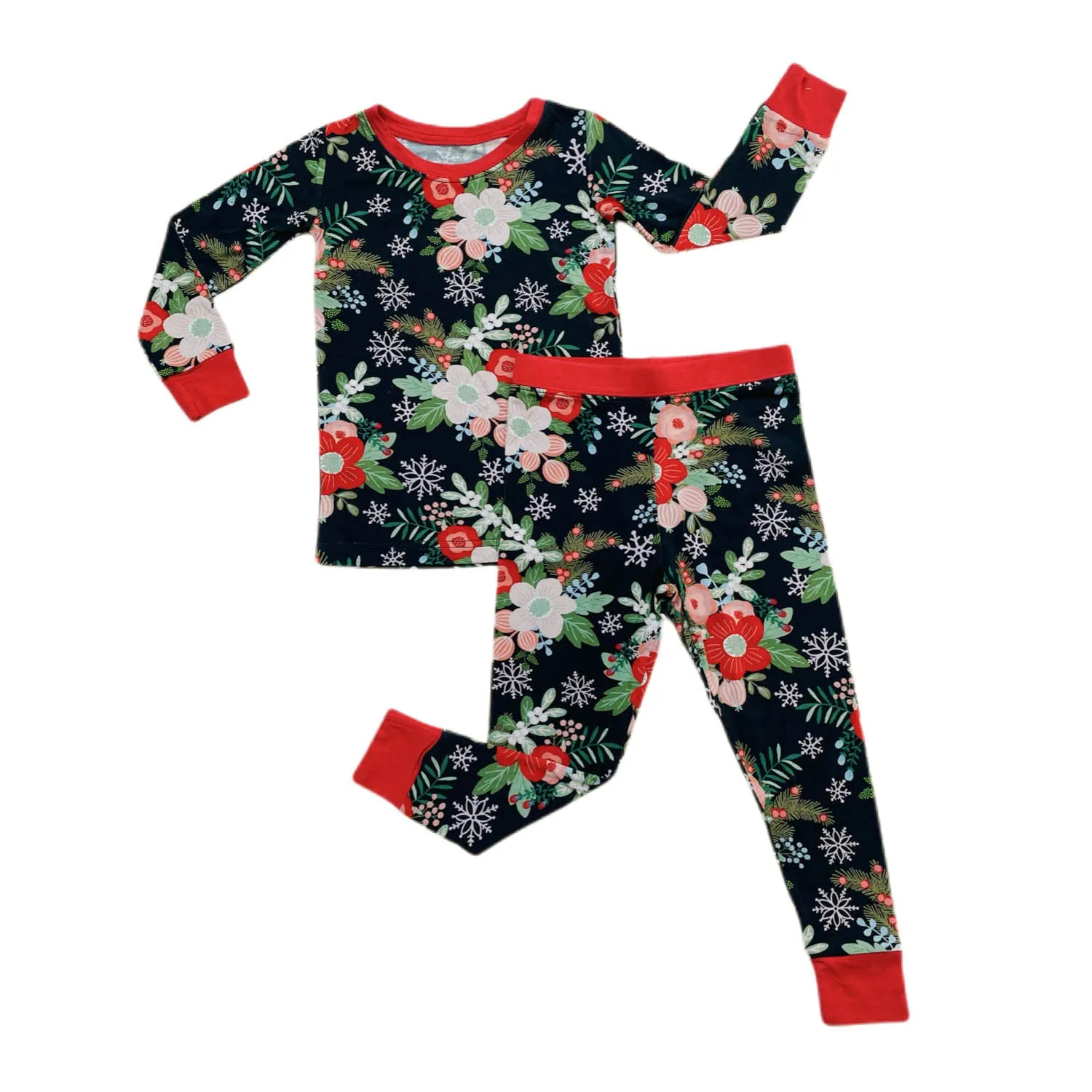 Little Sleepies Poinsettia Floral 2pc Pajama Set