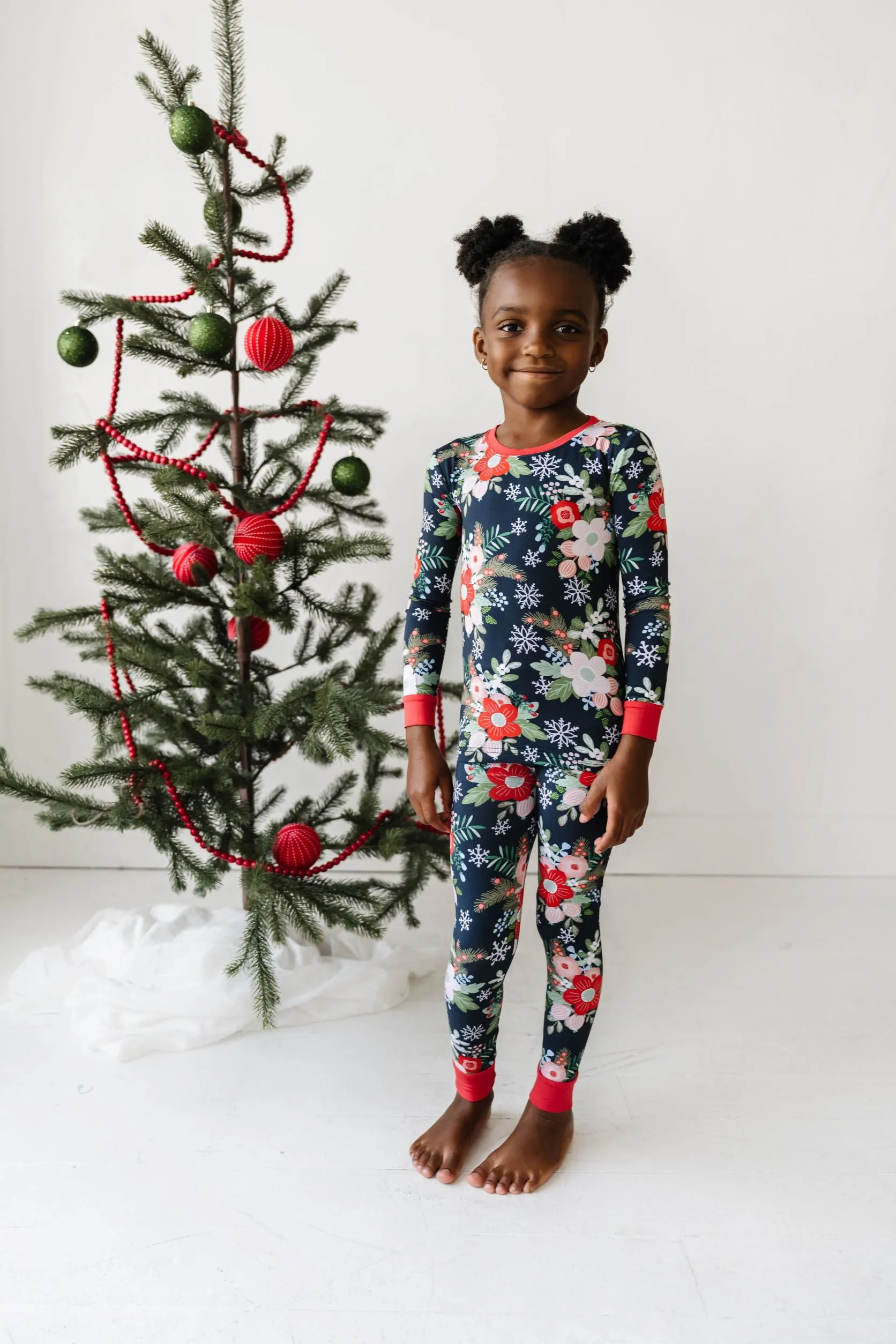 Little Sleepies Poinsettia Floral 2pc Pajama Set