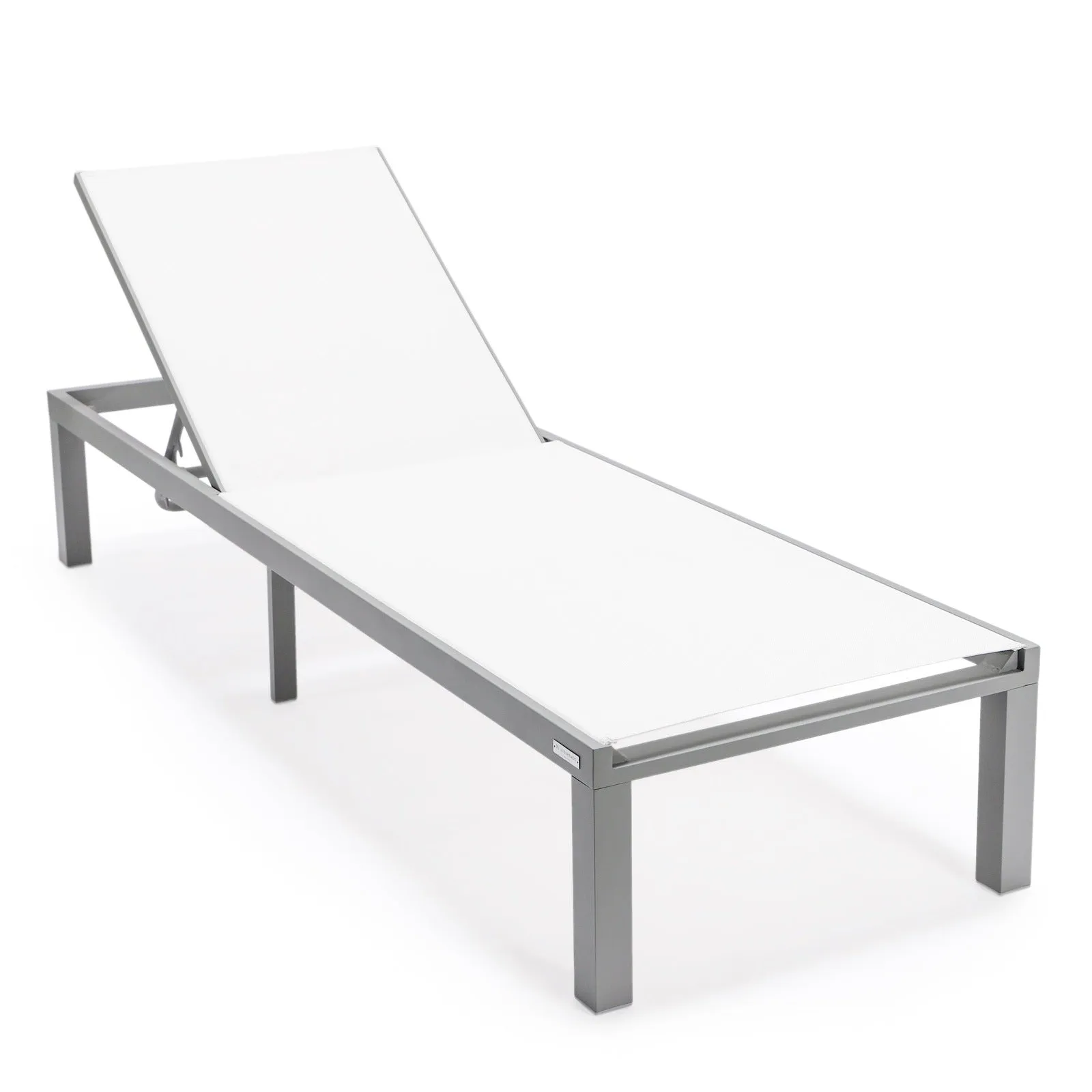 Marlin Modern Gray Aluminum Outdoor Chaise Lounge Chair With Square Fire Pit Side Table Set of 2