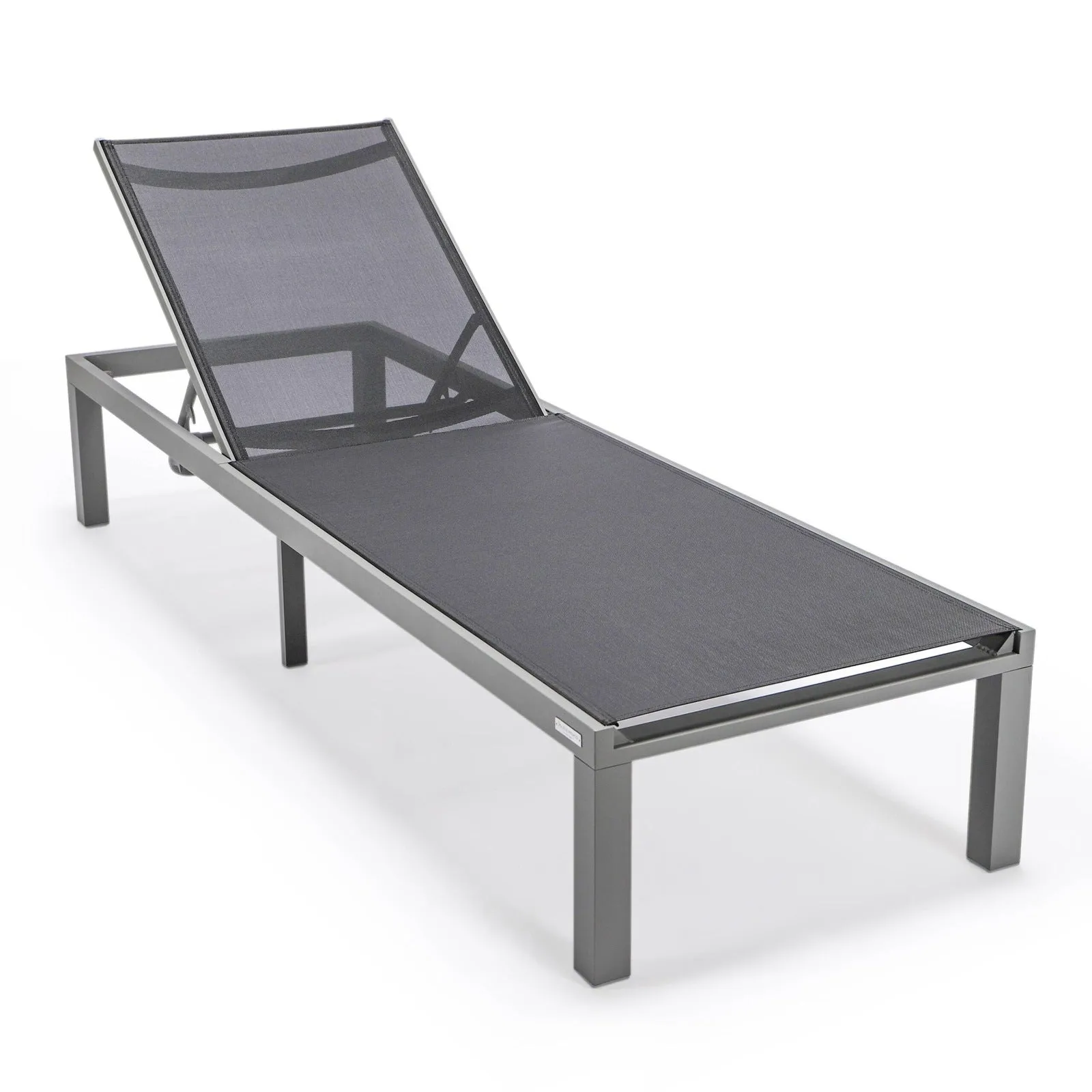 Marlin Modern Gray Aluminum Outdoor Chaise Lounge Chair With Square Fire Pit Side Table Set of 2