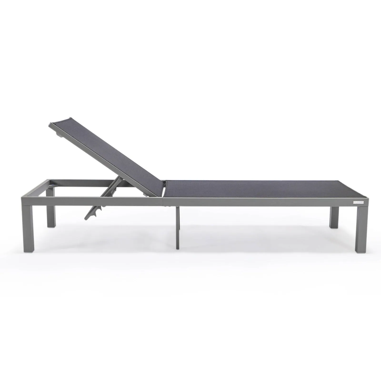 Marlin Modern Gray Aluminum Outdoor Chaise Lounge Chair With Square Fire Pit Side Table Set of 2