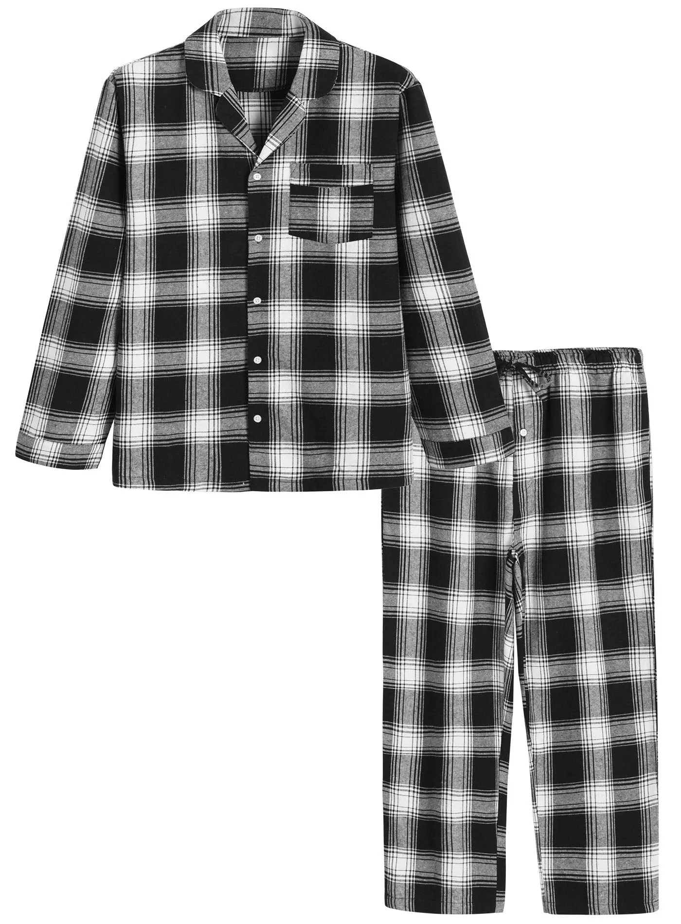 Men’s Cotton Pajama Set Plaid Woven Sleepwear