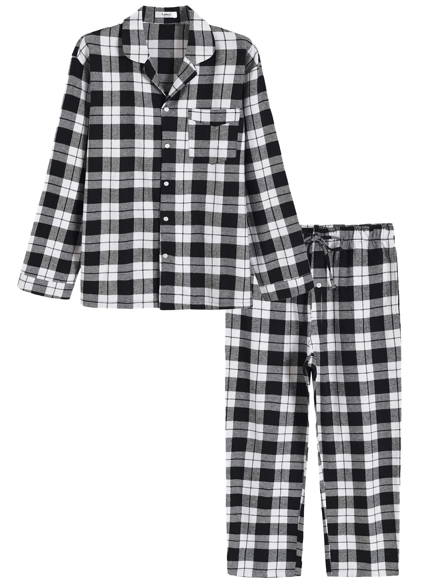 Men’s Cotton Pajama Set Plaid Woven Sleepwear