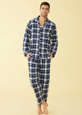 Men’s Cotton Pajama Set Plaid Woven Sleepwear