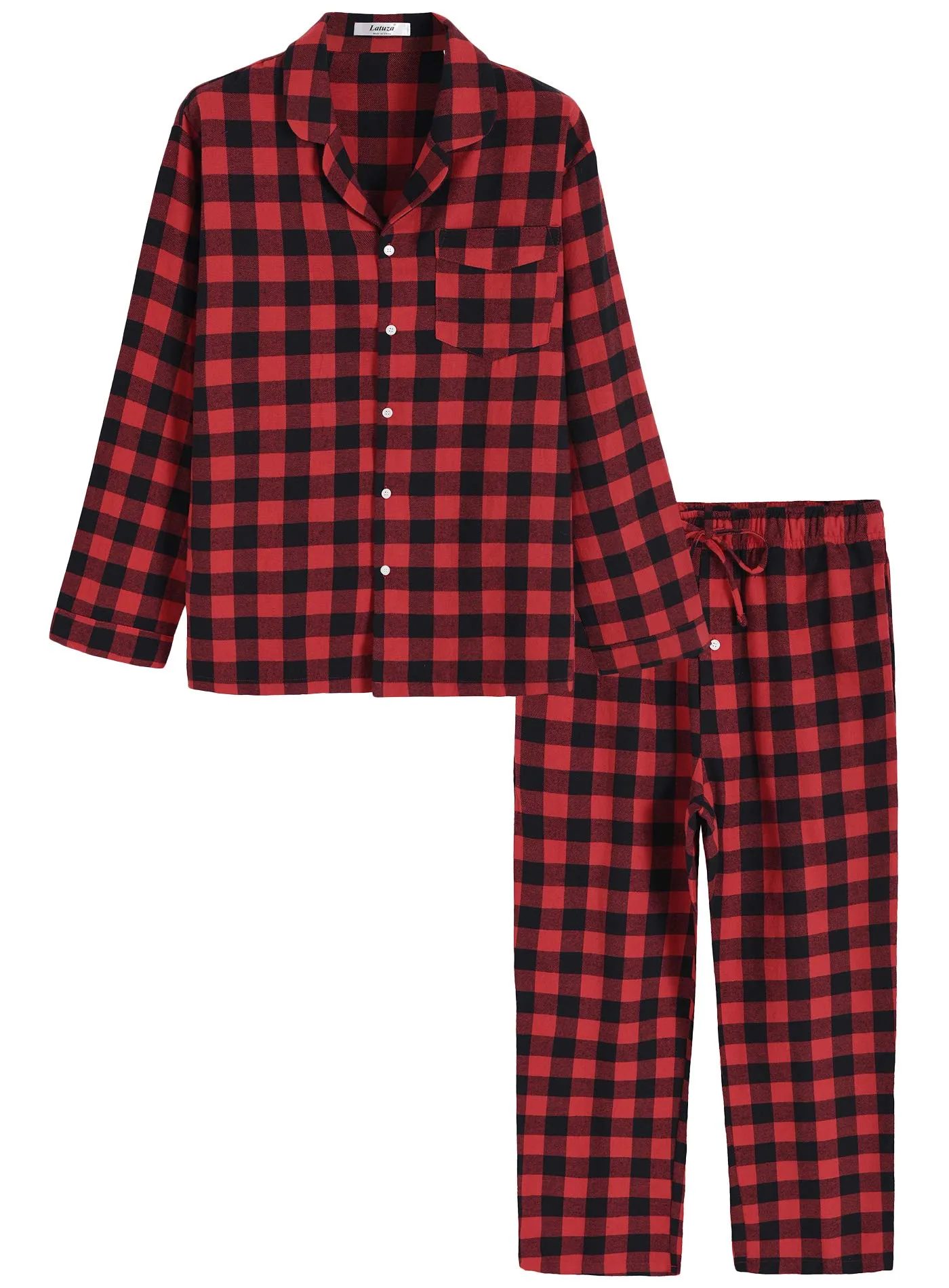 Men’s Cotton Pajama Set Plaid Woven Sleepwear