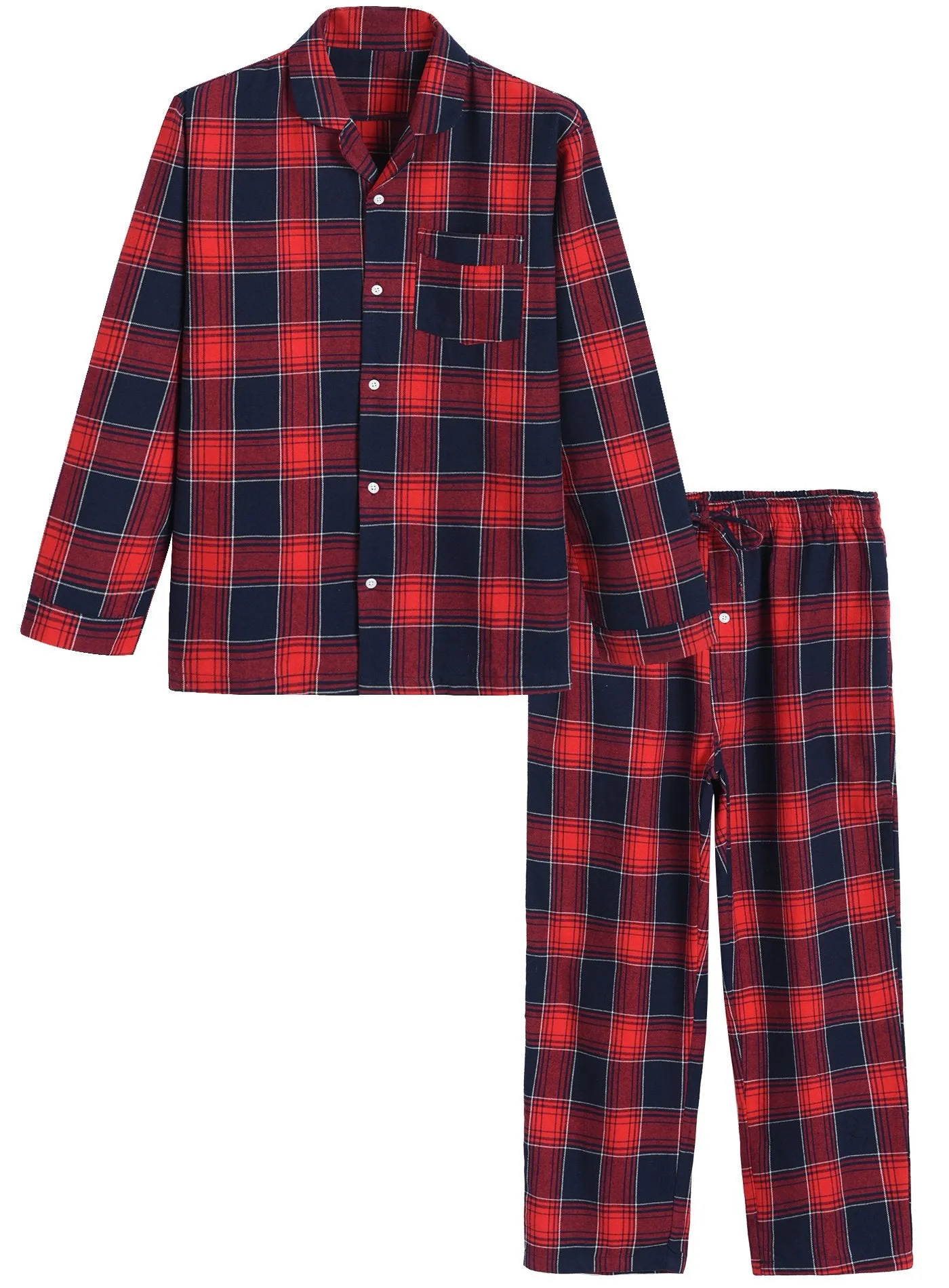 Men’s Cotton Pajama Set Plaid Woven Sleepwear