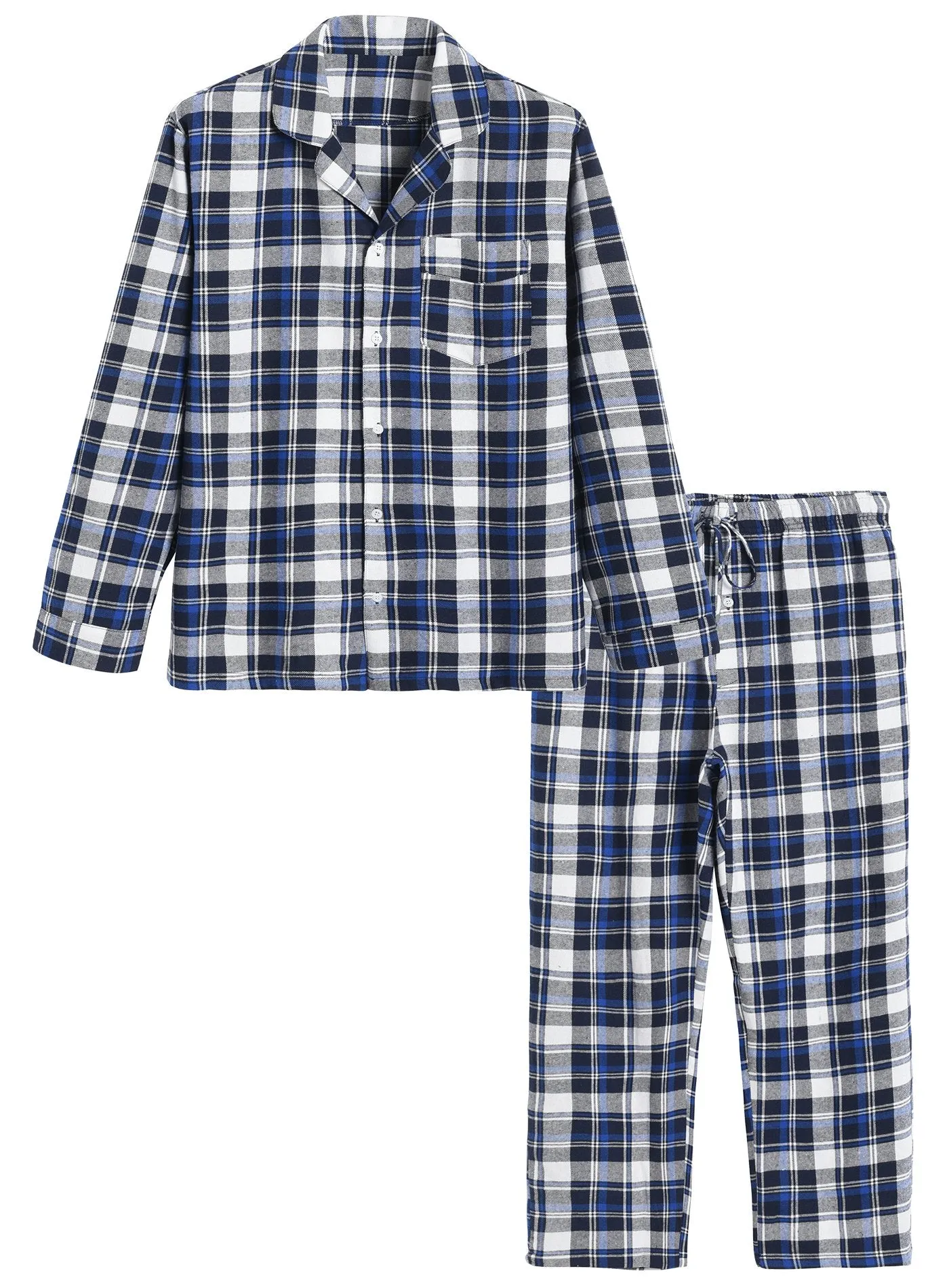 Men’s Cotton Pajama Set Plaid Woven Sleepwear