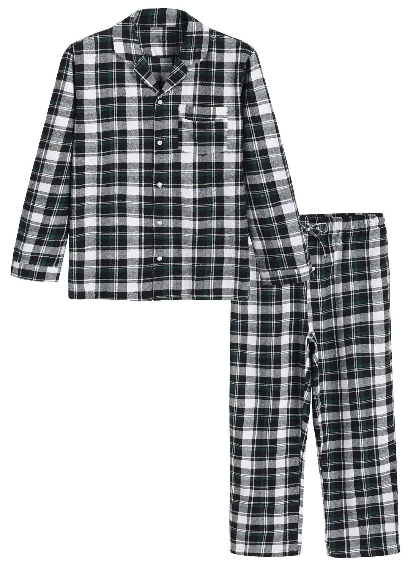 Men’s Cotton Pajama Set Plaid Woven Sleepwear