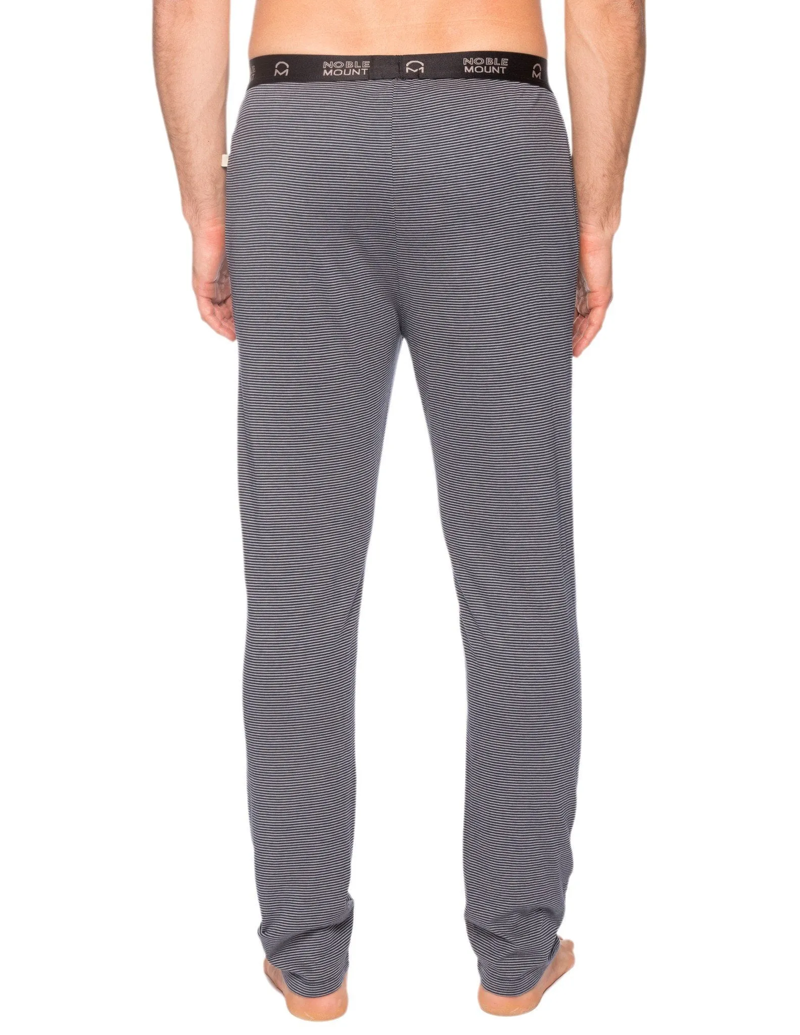 Men's Double Layer Thermal Fitted Lounge Pant - Stripes Navy/Grey