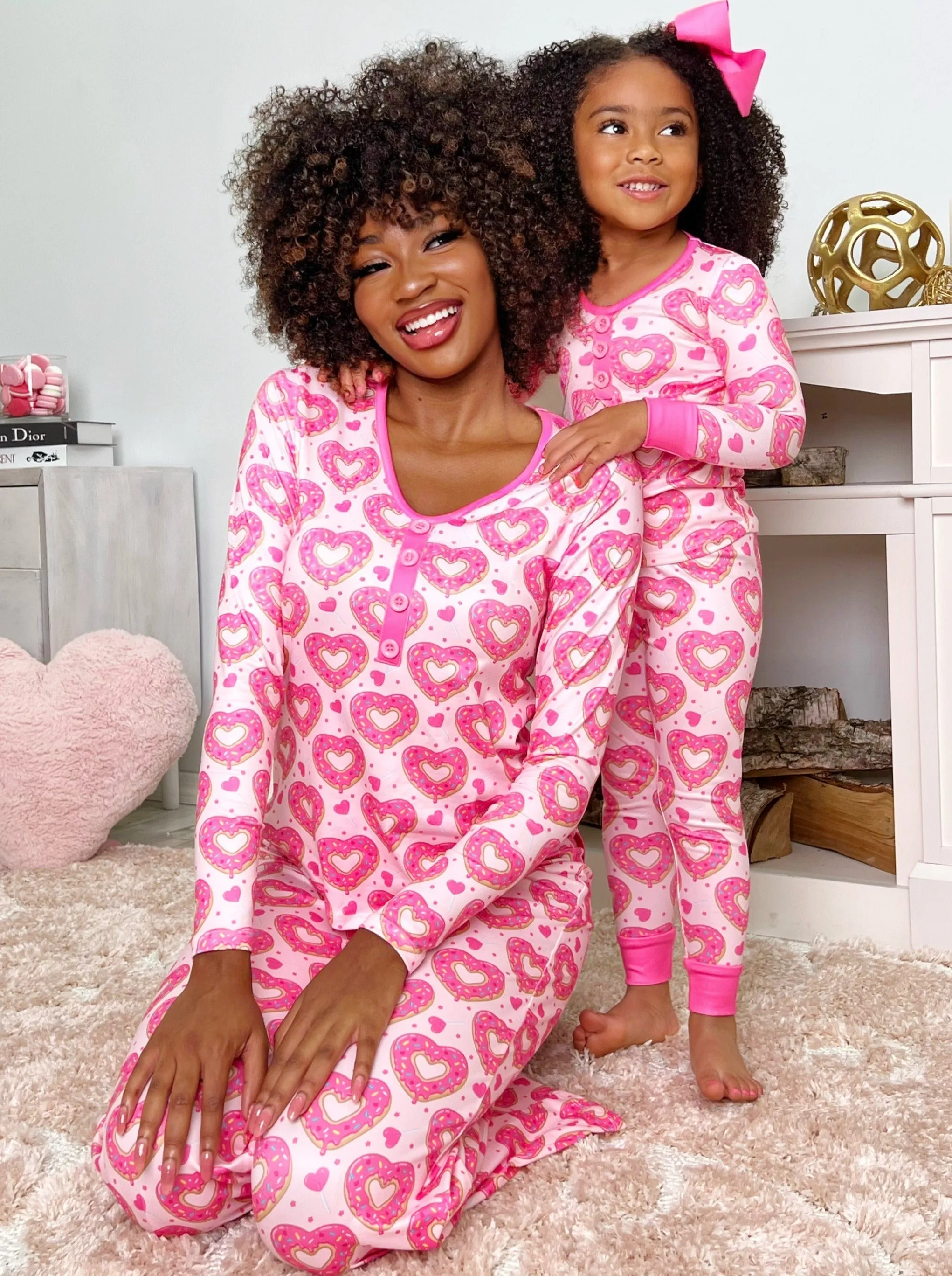 Mommy and Me Heart Donut Pajama Set