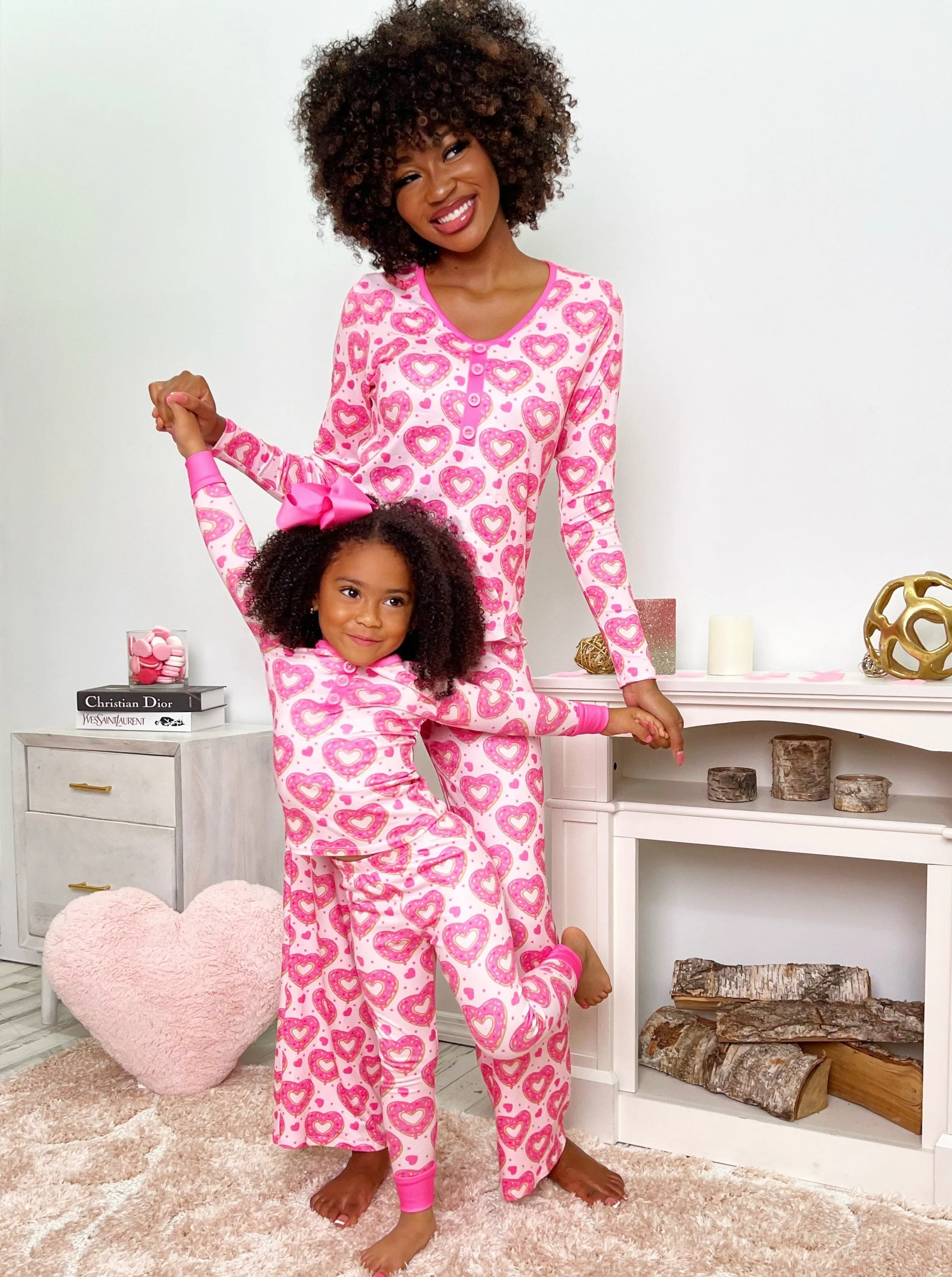 Mommy and Me Heart Donut Pajama Set