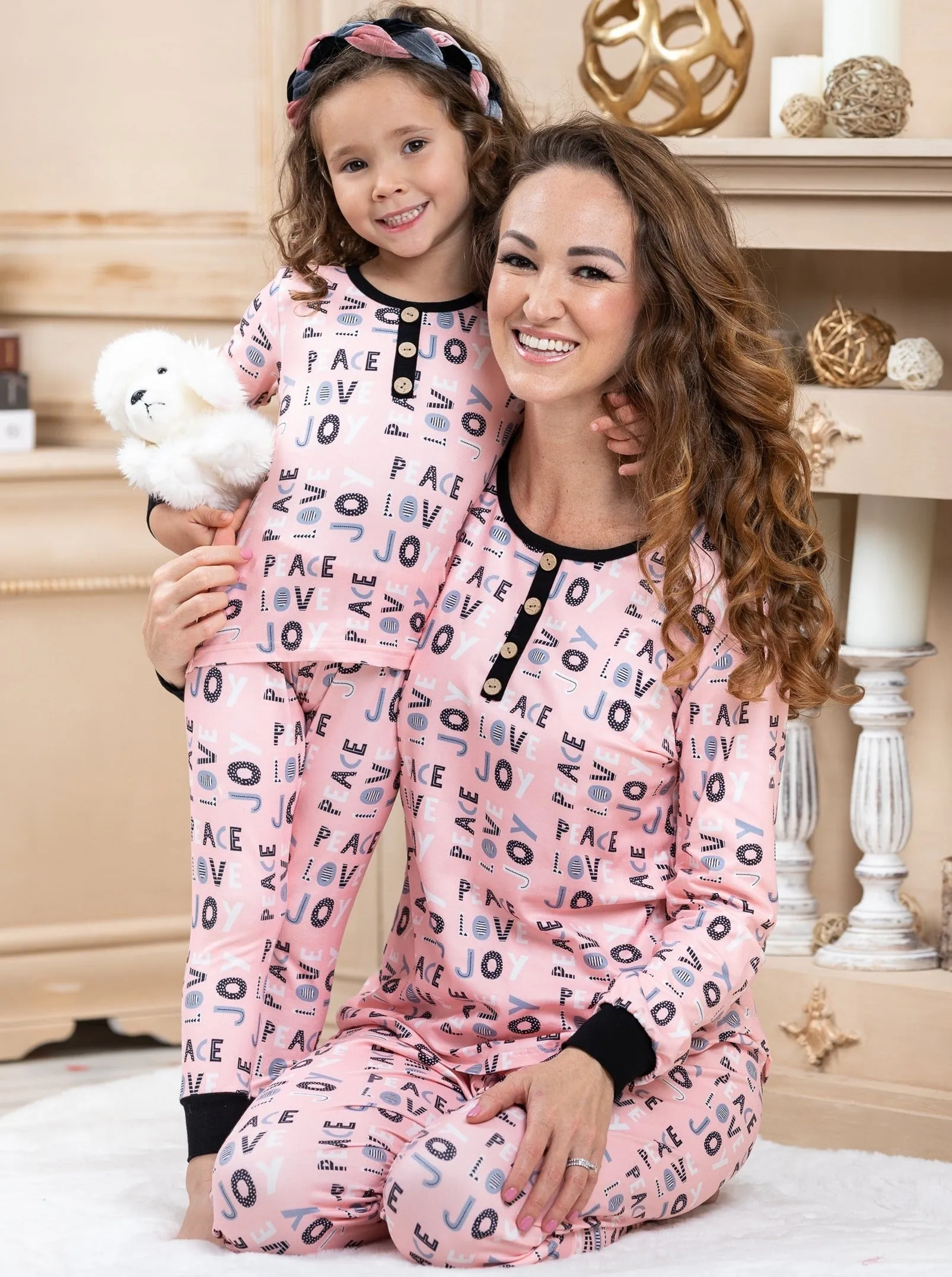 Mommy and Me Peace, Love, Joy Pajama Set