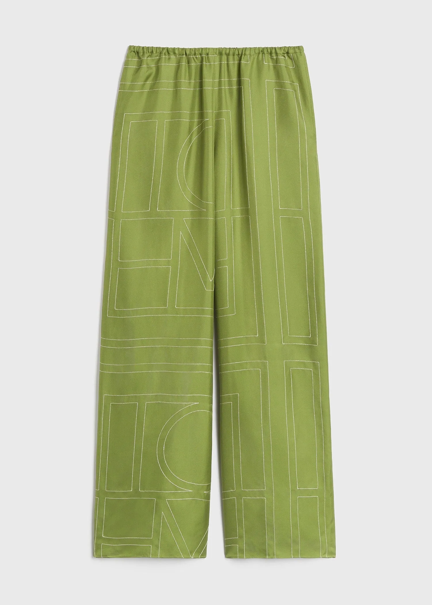 Monogram silk pj bottoms laurel