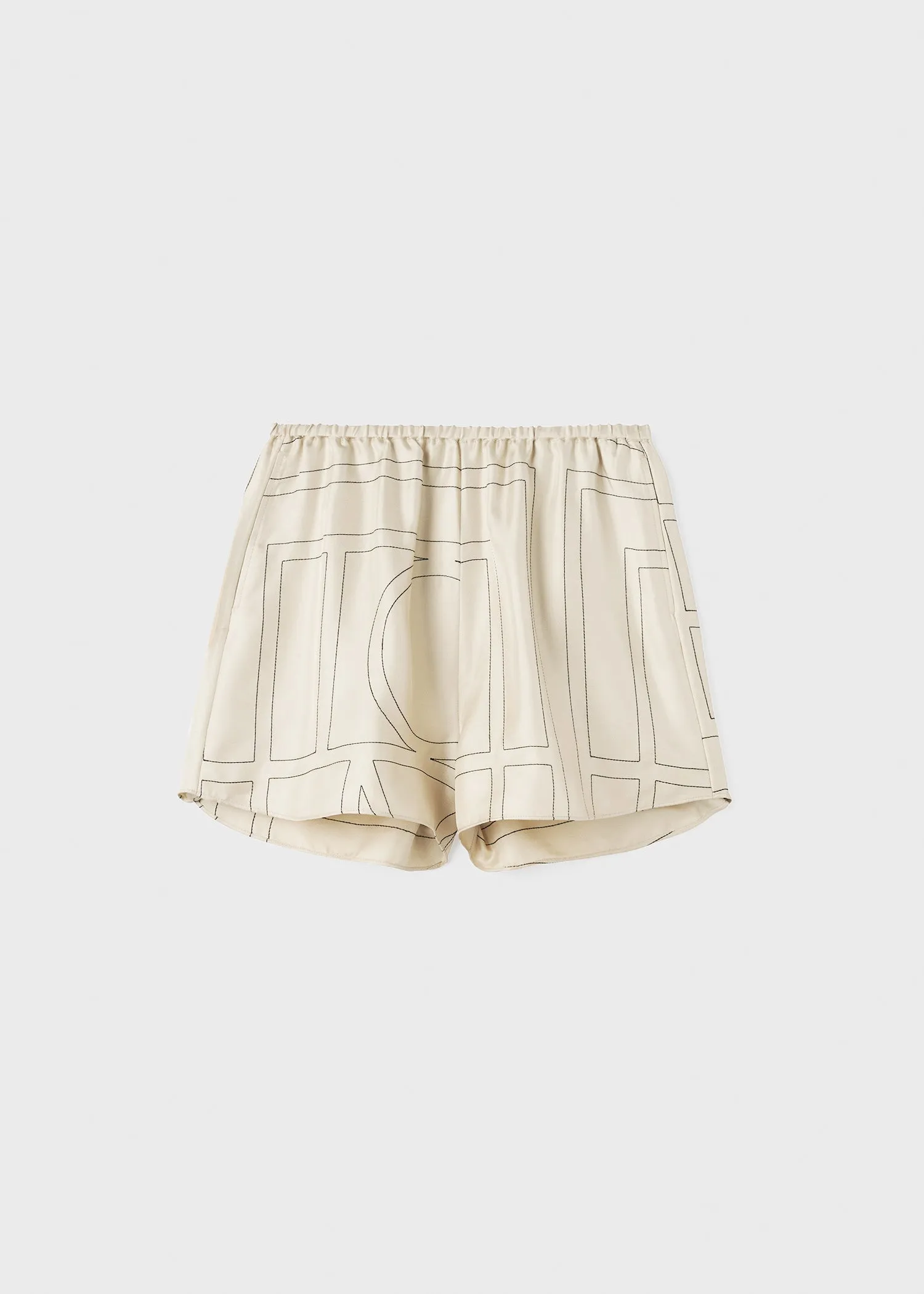 Monogram silk pj shorts ivory