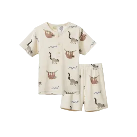 NATURE BABY 2PC SHORT SLEEVE COTTON PYJAMAS SLOTH SNUGGLE