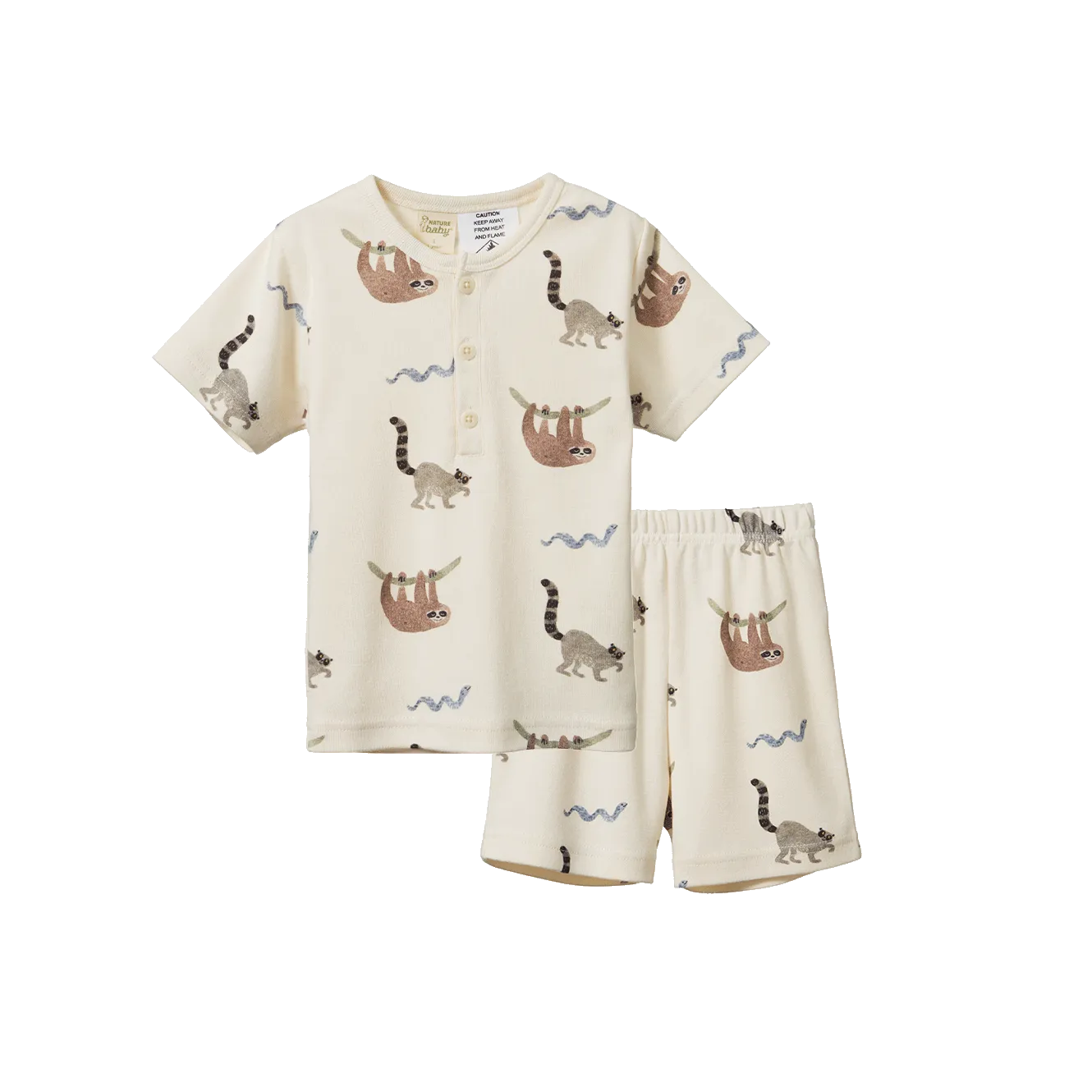 NATURE BABY 2PC SHORT SLEEVE COTTON PYJAMAS SLOTH SNUGGLE