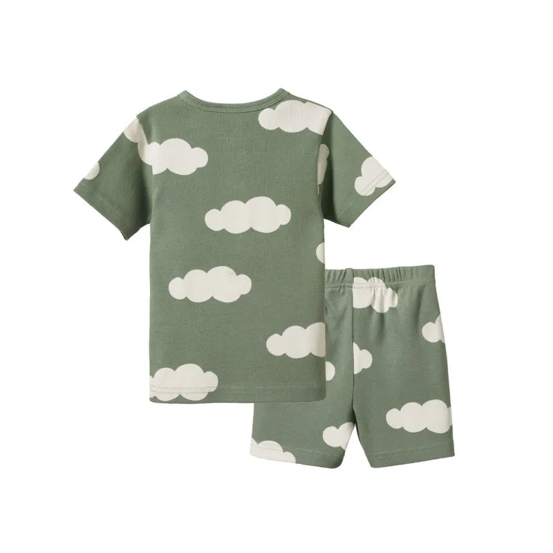 Nature Baby 2PC Short Sleeve Pyjamas - Lily Pad Cloud