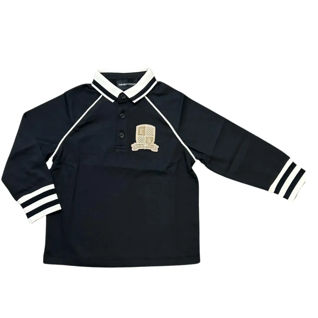 Navy Long Sleeve Prep Logo Polo