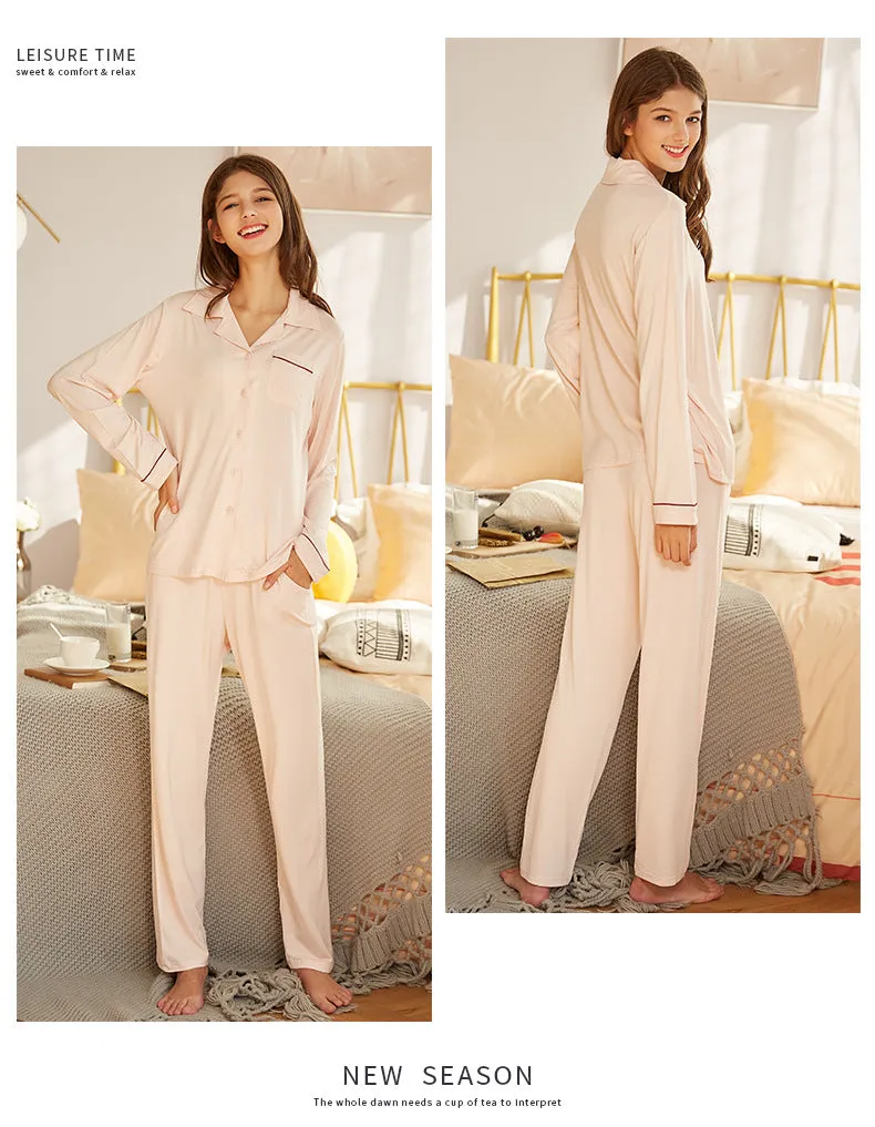 Nsquared Cardigan Modal Long Sleeve Lapel Pajamas Sets