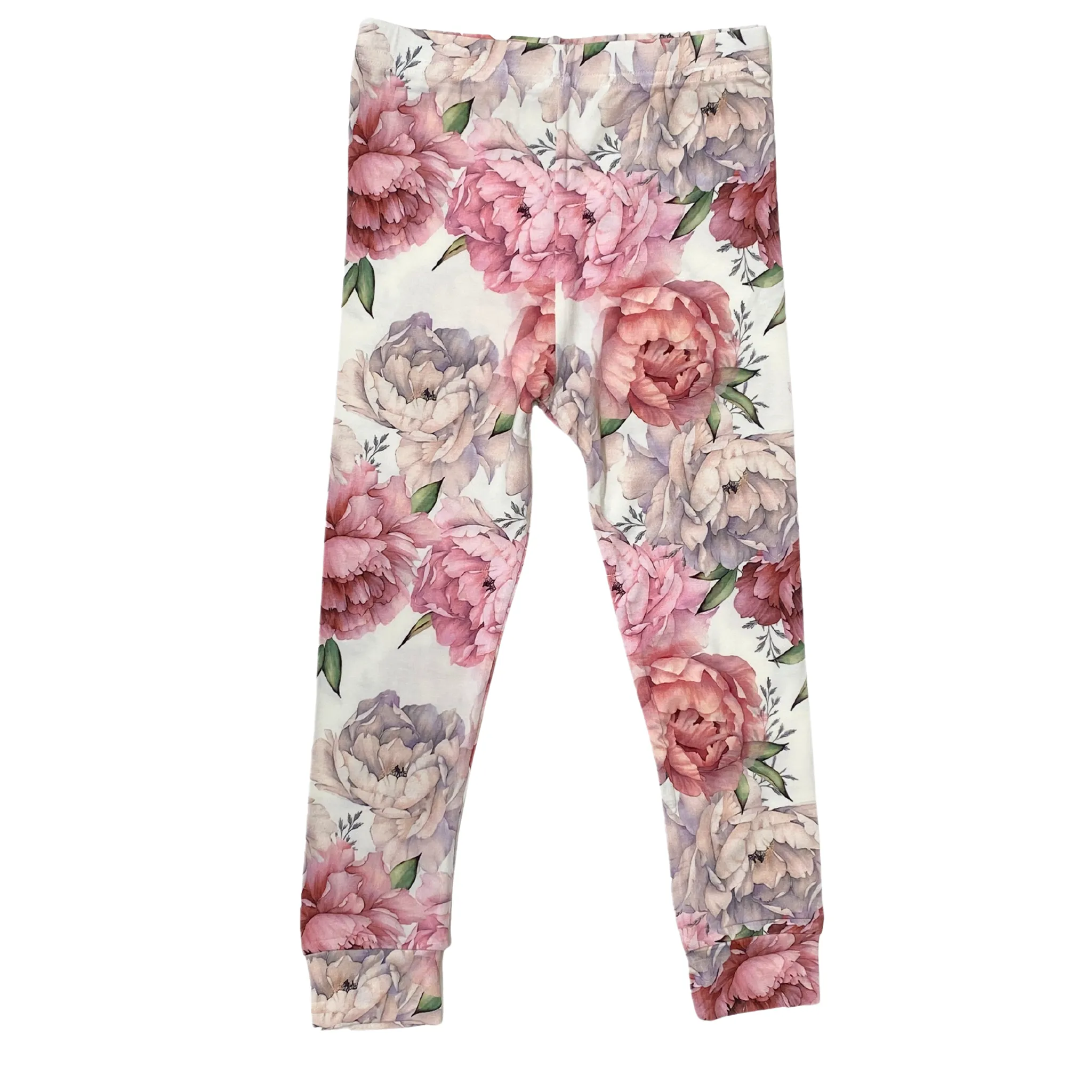 Organic Bamboo Viscose Two Piece Pajama Set with Peony Print For Kids