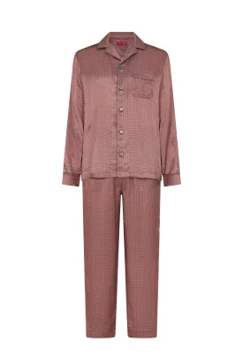 Pink/Grey Houndstooth Silk Pyjamas