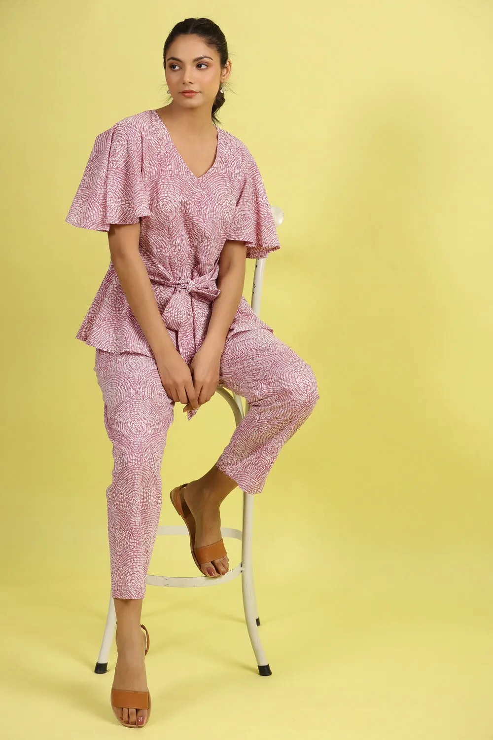 Poppy on Pink Lounge Loungewear Top Set