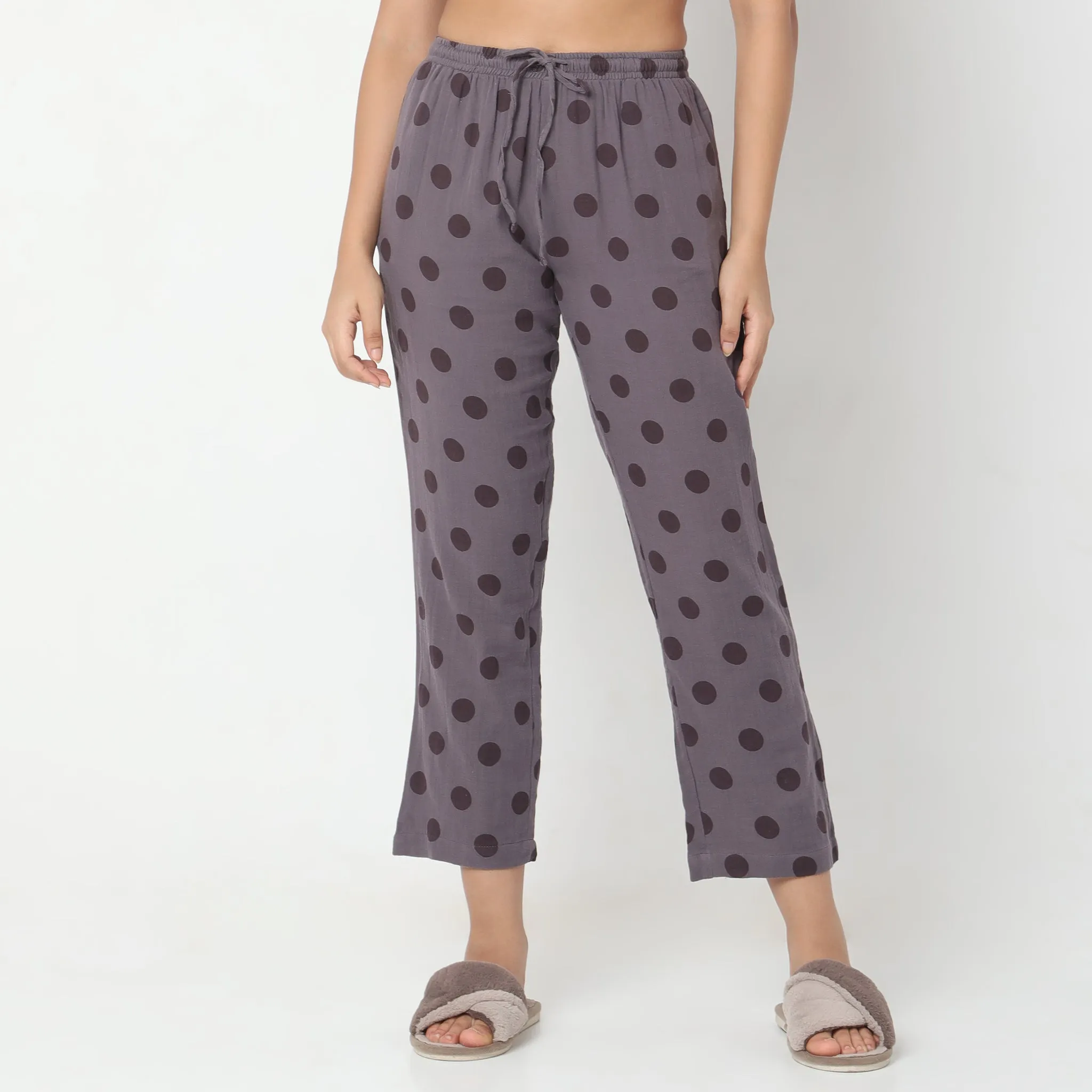 Regular Fit Polka T-shirt with Pyjama Sleepwear Set