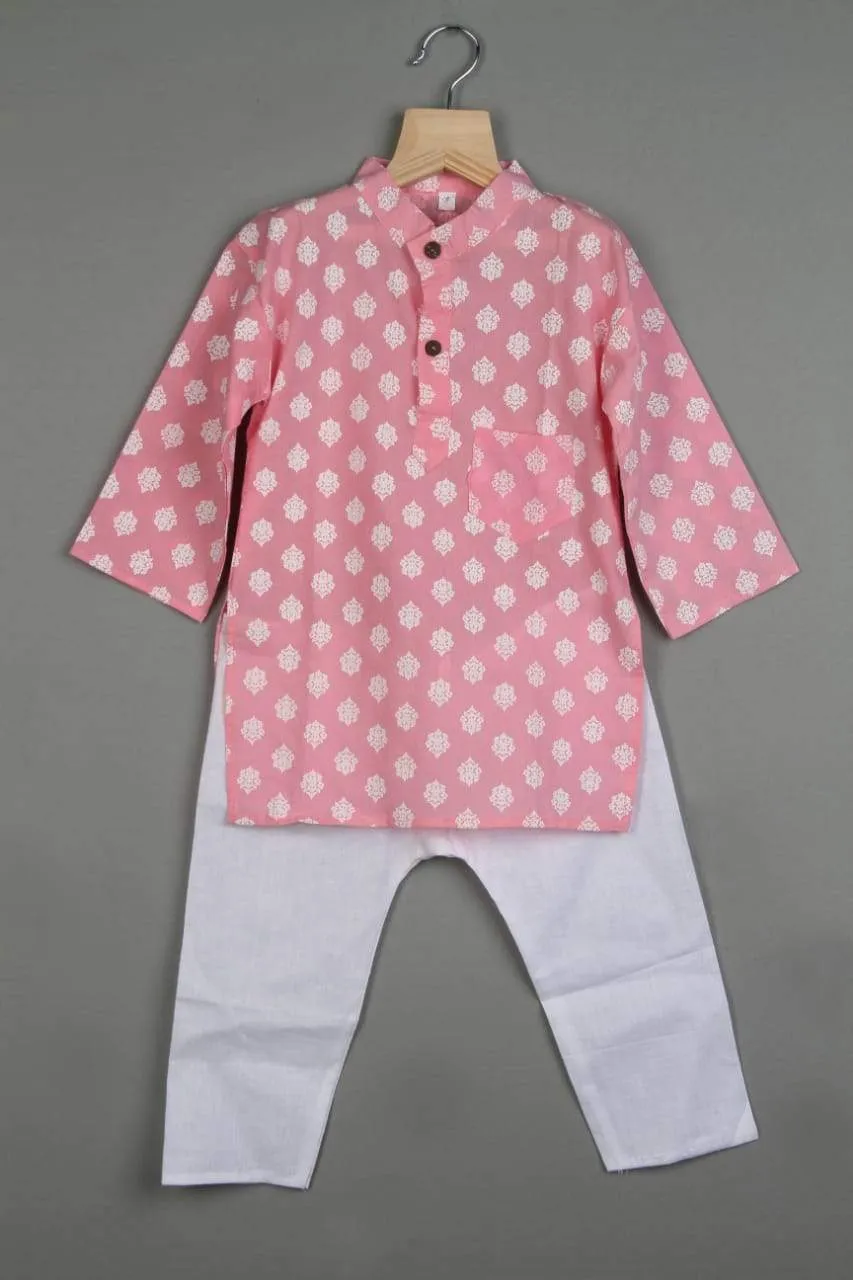 Rose Pink Boys Kurta Pajama Set