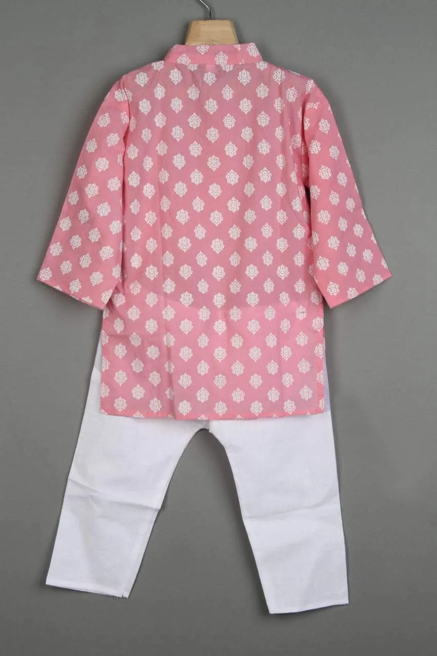 Rose Pink Boys Kurta Pajama Set