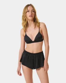 Saskia Luxury Satin Soft Bra and Short Set Black 