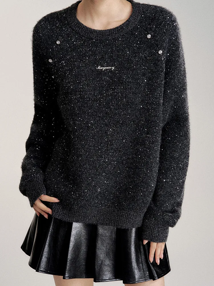 Sequin Relaxed Casual Wool Sweater