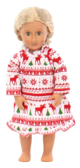 SleepytimePjs Christmas Flannel Nightgowns for 18" Dolls