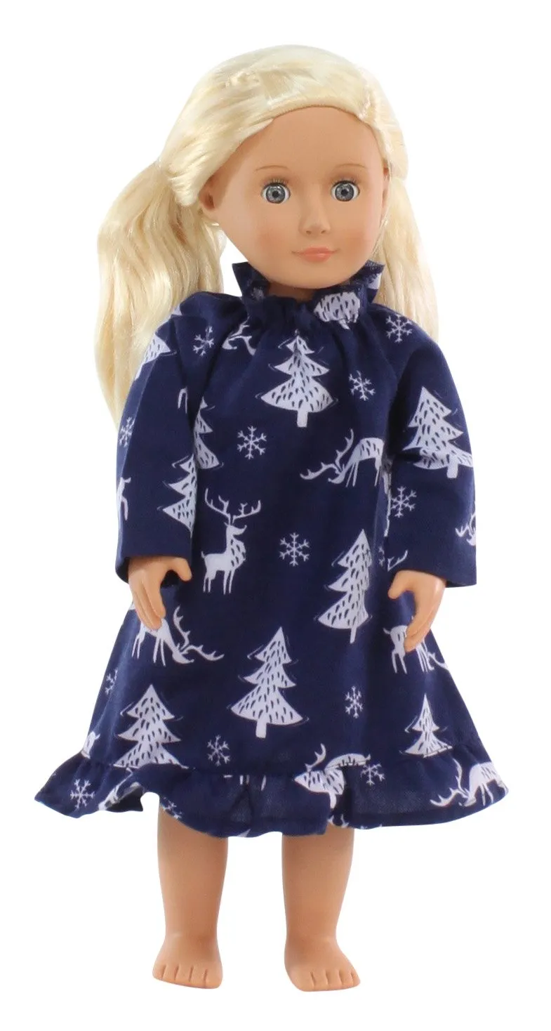 SleepytimePjs Christmas Flannel Nightgowns for 18" Dolls