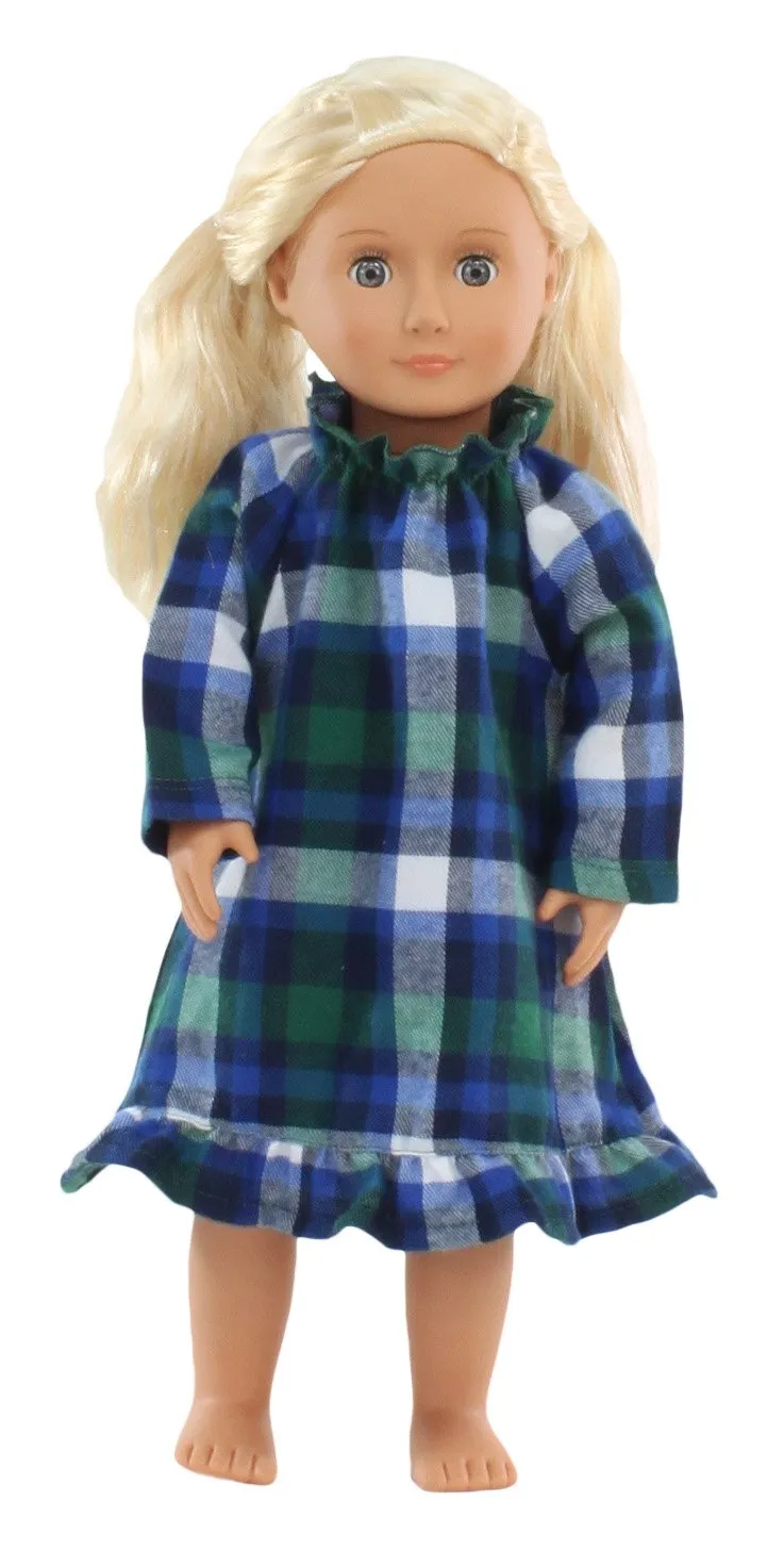 SleepytimePjs Christmas Flannel Nightgowns for 18" Dolls