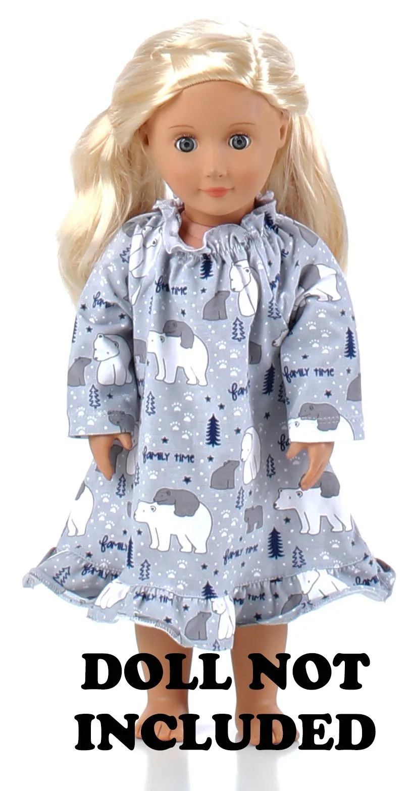 SleepytimePjs Christmas Flannel Nightgowns for 18" Dolls