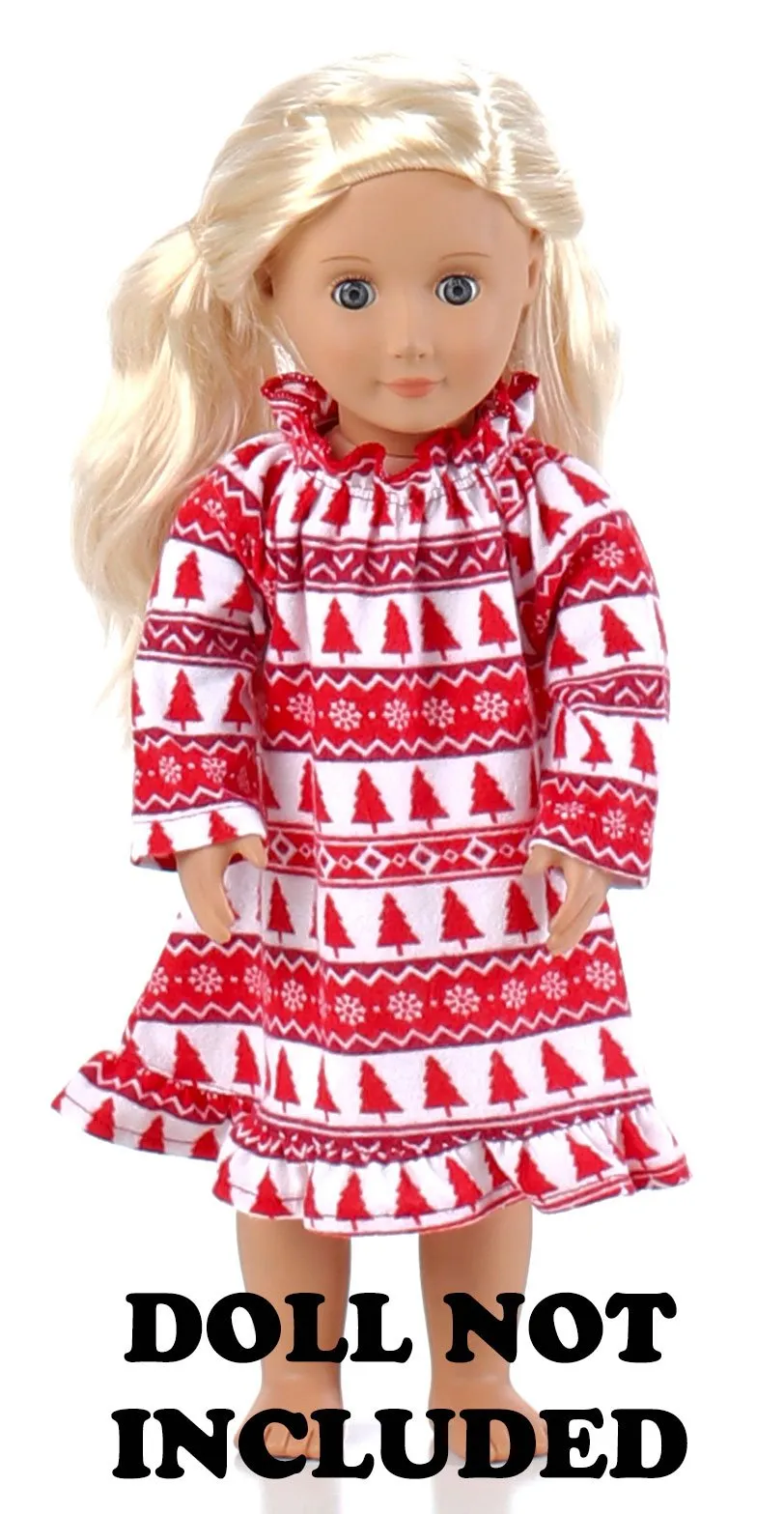 SleepytimePjs Christmas Flannel Nightgowns for 18" Dolls