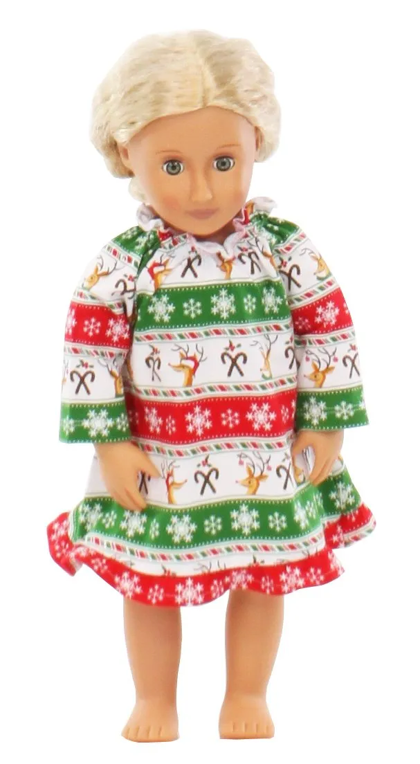 SleepytimePjs Christmas Flannel Nightgowns for 18" Dolls