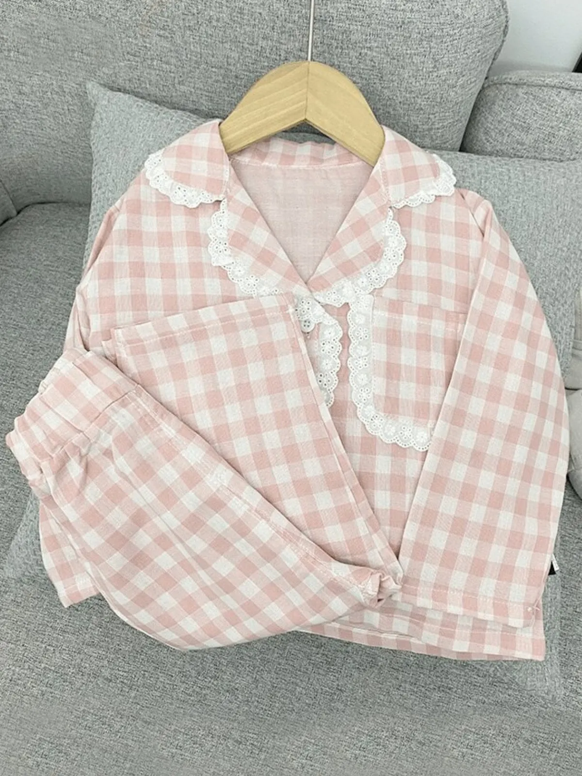 Snooze In Style Pink Gingham Pajama Set