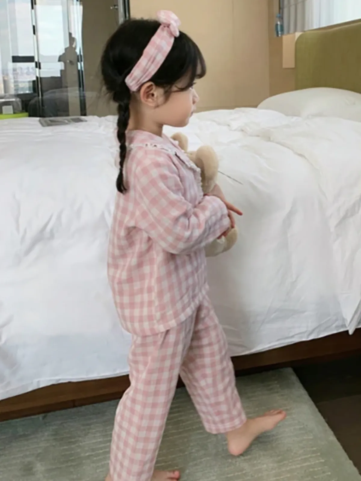 Snooze In Style Pink Gingham Pajama Set