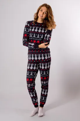 Snowflake Women Pyjamas - Navy