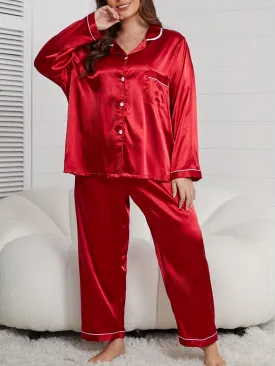 Sophisticated Serenity Plus Size Satin Lounge Set for Women