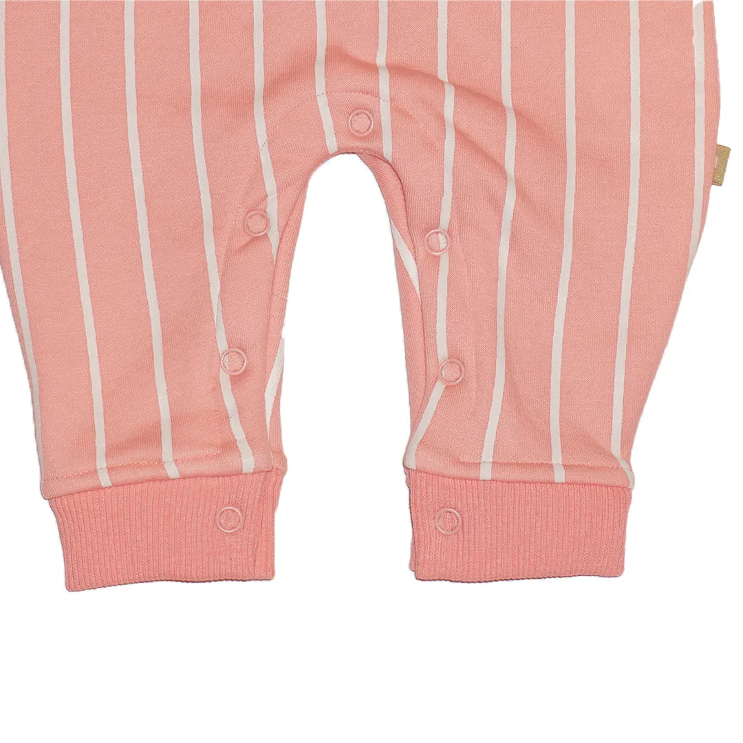 Striped Sleepsuit for Kids - Peach and Pink