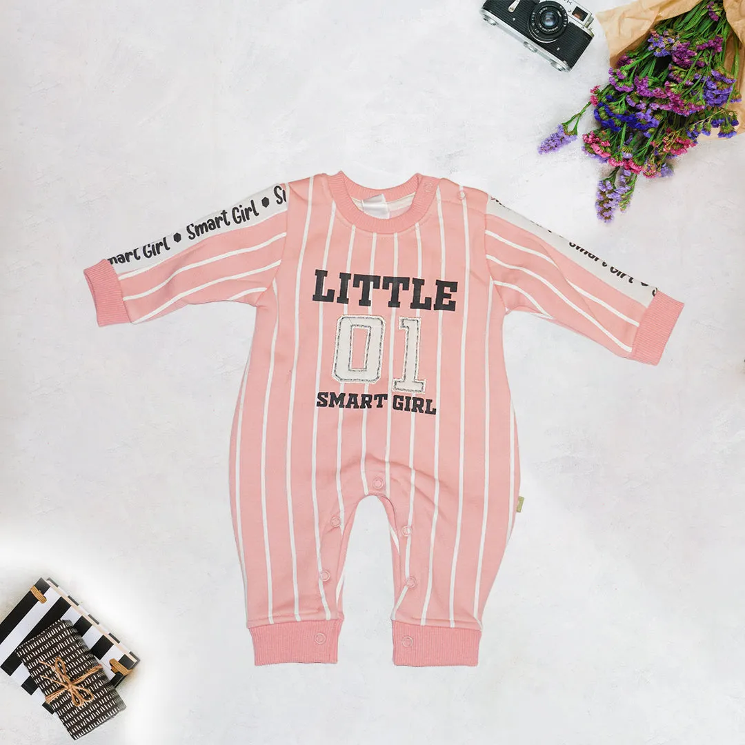 Striped Sleepsuit for Kids - Peach and Pink