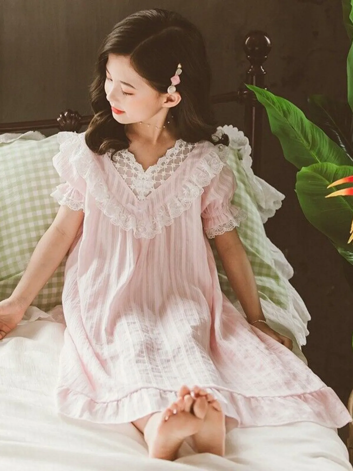 Style In Slumberland Lace Neck Nightgown