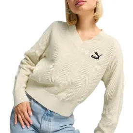 T7 Knitted Logo V Neck Long Sleeve Sweater