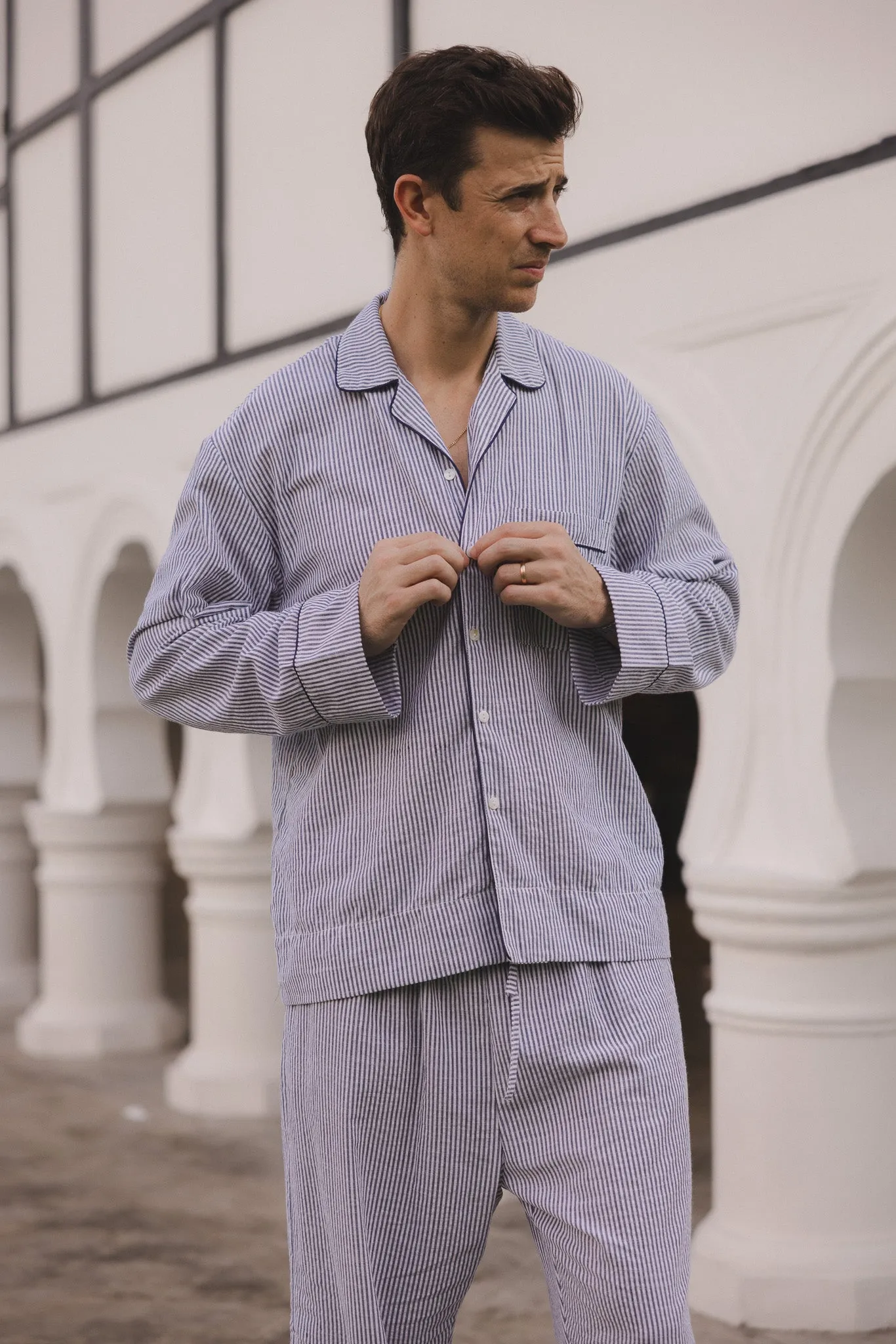 The Stamford Adult Pajama Set in Navy