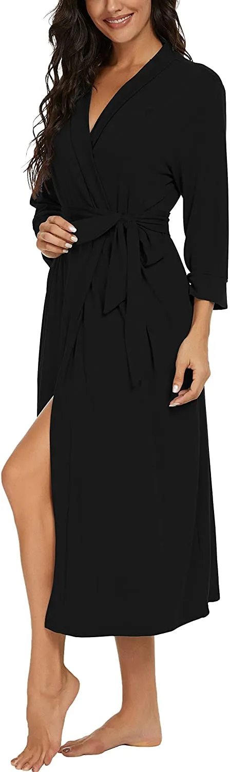 Vintatre Women's Lightweight Knit Robe XL Black